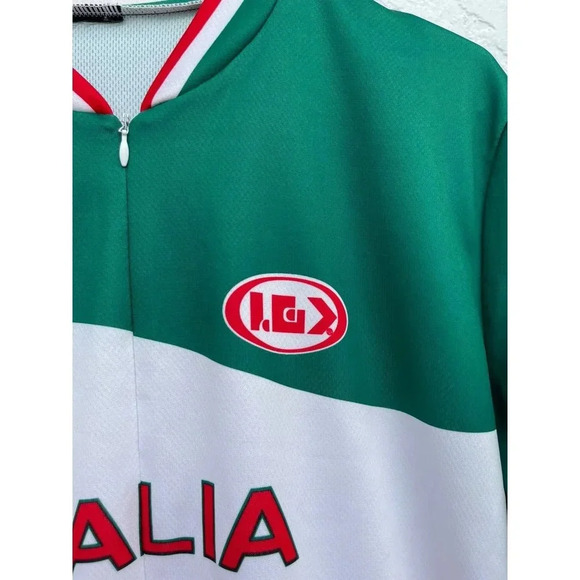 Mens Italia Flag Short Sleeve Full Zip Cycling Jersey Biking Top Tricolor Sz M/L - Picture 3 of 9